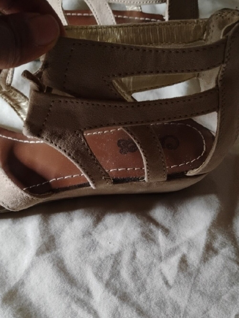 Carlos Santana Boho Lace Up Gladiator Sandals Neutral Strappy Low Wedge Heels - Picture 6 of 15